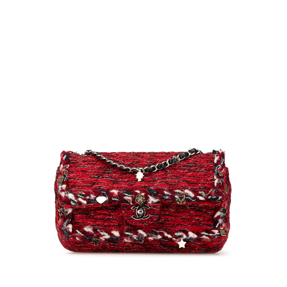 Pre-Loved Chanel Medium Tweed Braided Charms Double Flap